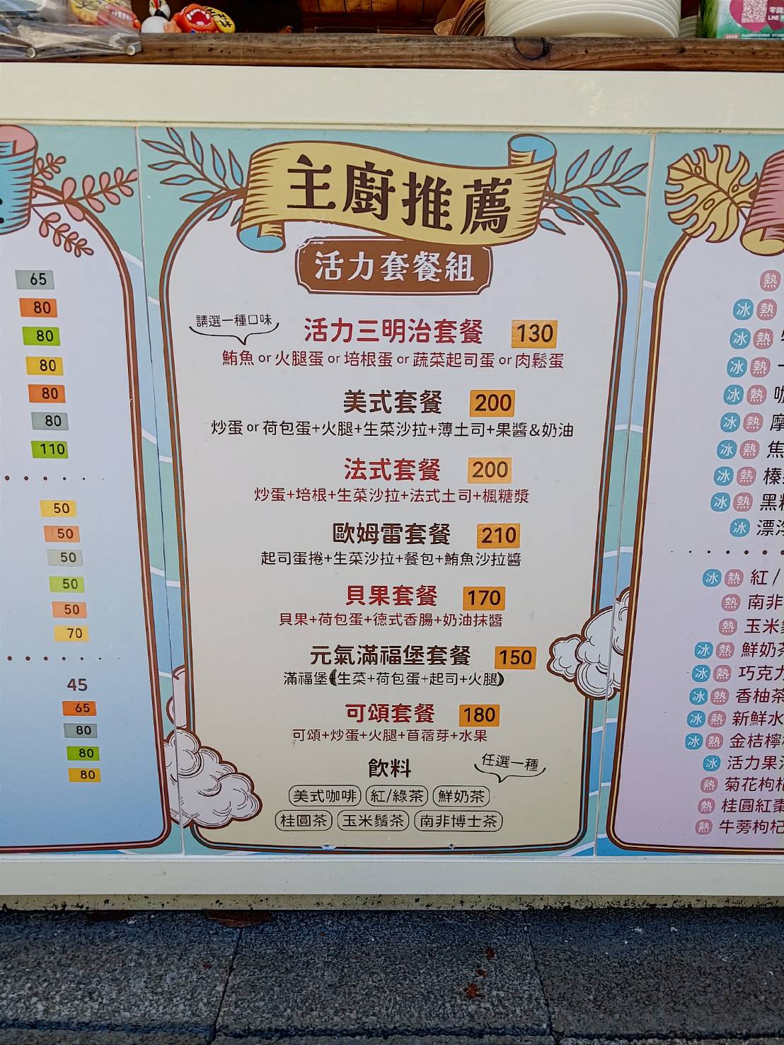 【新北】八里平價景觀早午餐,不收服務費|146巷弄花草早餐店|有路邊停車位 - 第2張圖 146cafe-menu